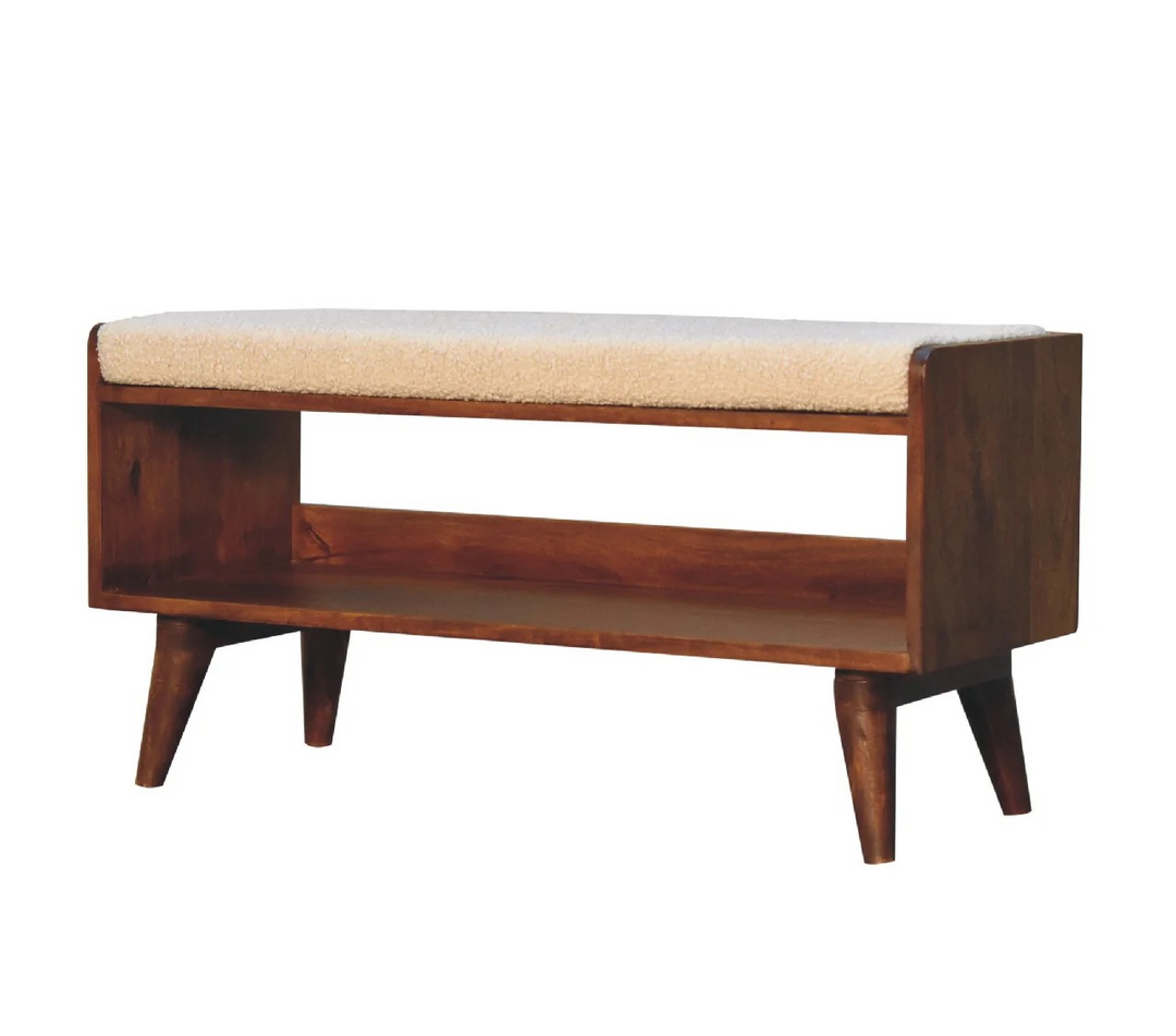 Boucle Nordic Storage Bench