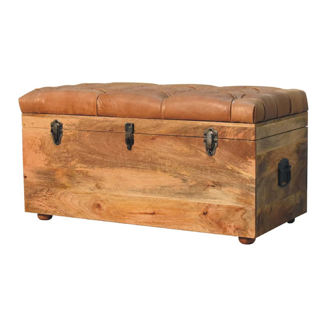 Buffalo Hide Oak Looking Storage Trunk
