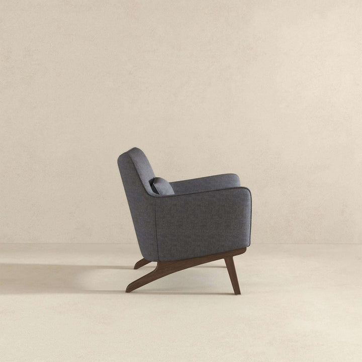Brayden Mid Century Modern Sea Side Grey Linen Armchair Side View