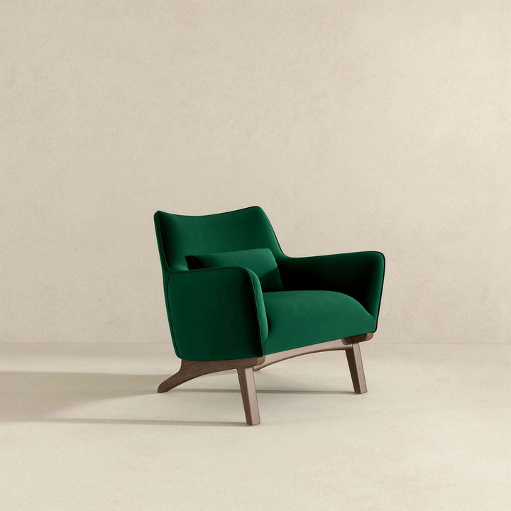Brayden Mid Century Modern Dark Green Velvet Armchair Side