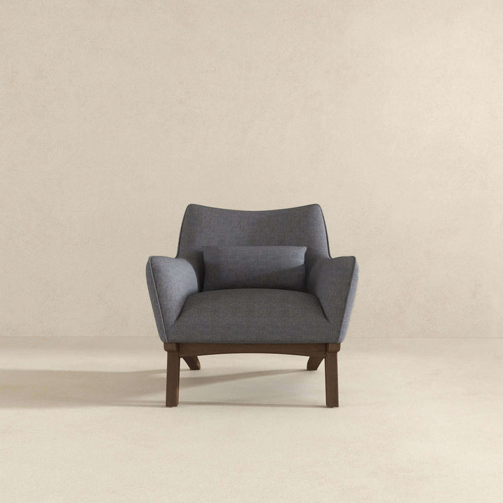 Brayden Mid Century Modern Sea Side Grey Linen Armchair Front