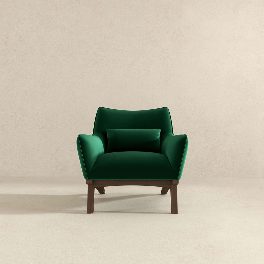 Brayden Mid Century Modern Dark Green Velvet Armchair Front