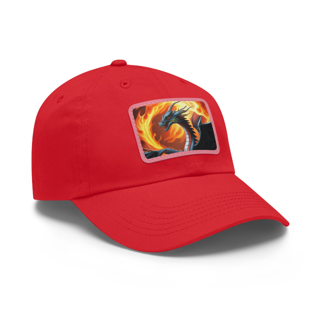 Dragon Fire Dad Hat with Leather Patch (Rectangle)