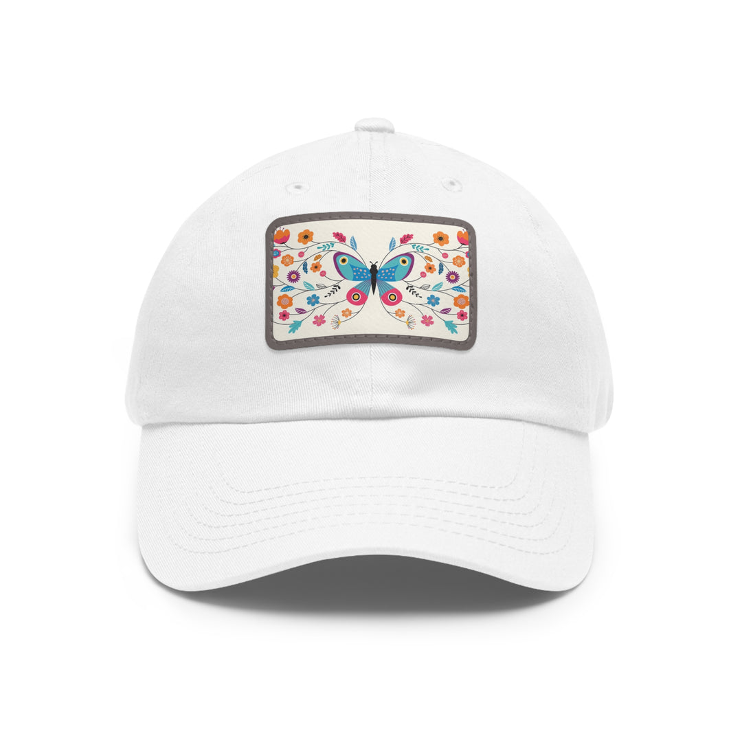 Butterfly Art Dad Hat with Leather Patch (Rectangle)
