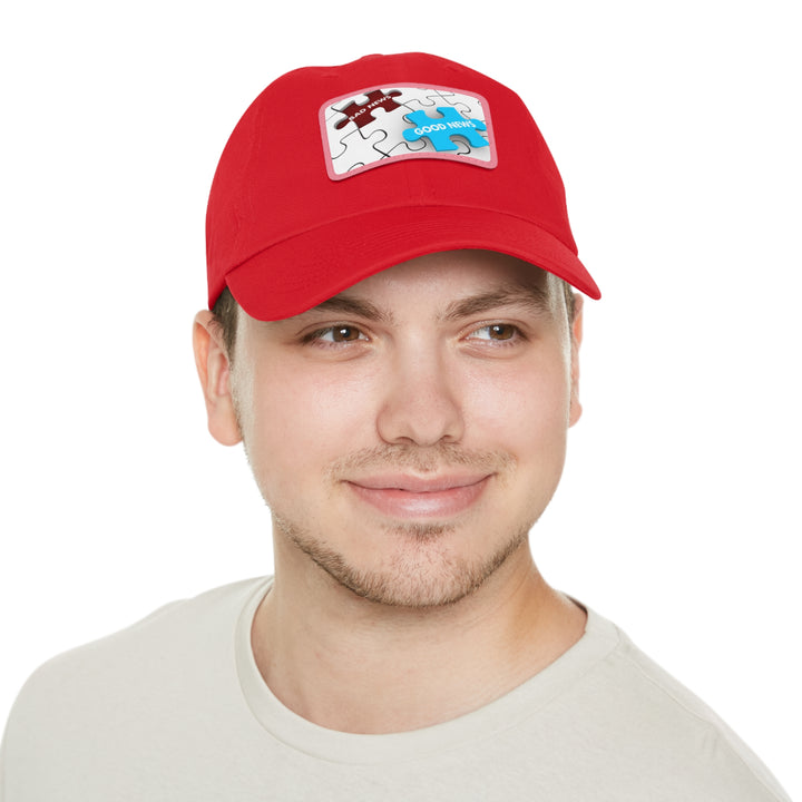 Good News Bad News Dad Hat with Leather Patch (Rectangle)