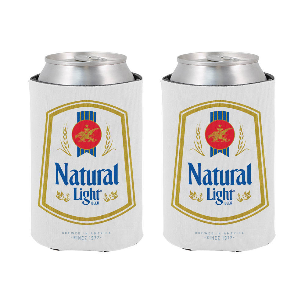 Natural Light Beer AB Cooler Fits 12 oz Aluminum Can Coozie White