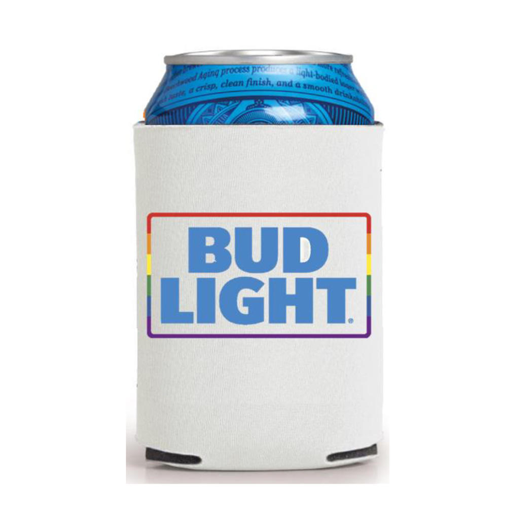 White Bud Light Pride Cooler Fits 12 oz Aluminum Can Coozie Rainbow
