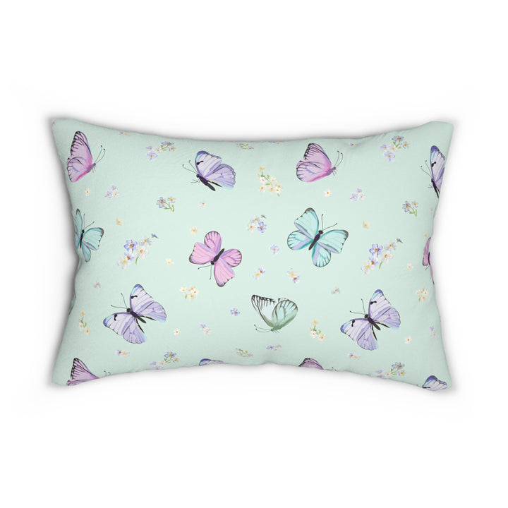 Butterflies and Pansy Flowers Spun Polyester Lumbar Pillow