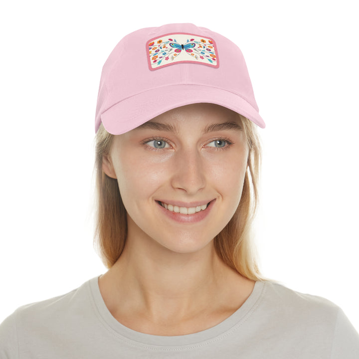 Butterfly Art Dad Hat with Leather Patch (Rectangle)