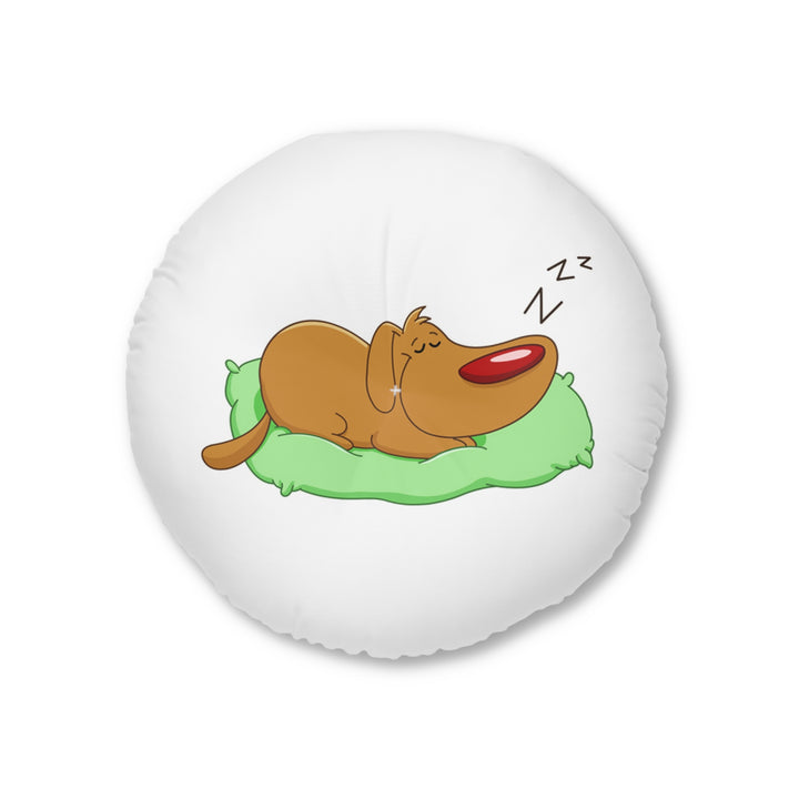 Dog Sleeping Tufted Floor Pillow, Round