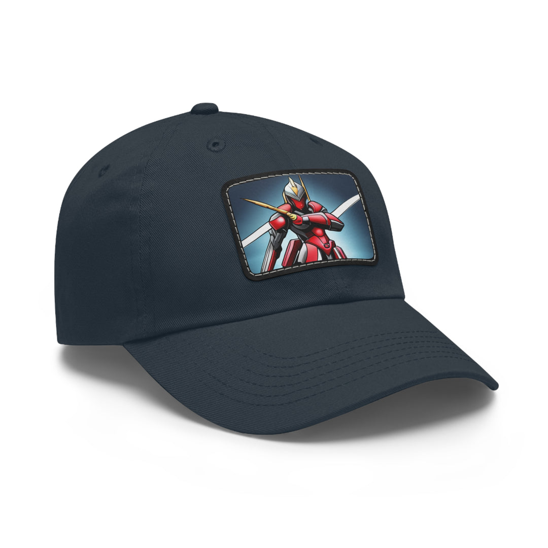 Robot Warrior Dad Hat with Leather Patch (Rectangle)