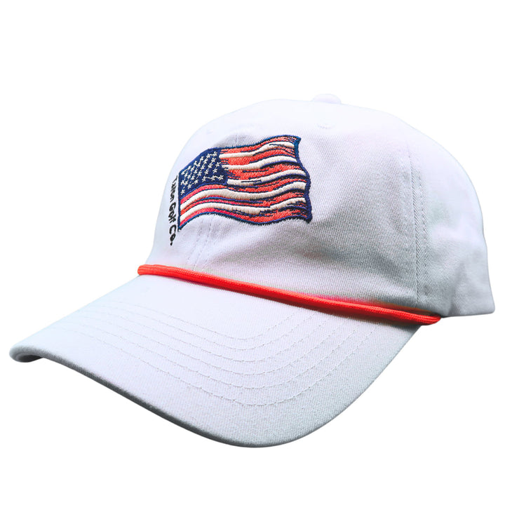 American Flag Baseball Hat with Red Rope