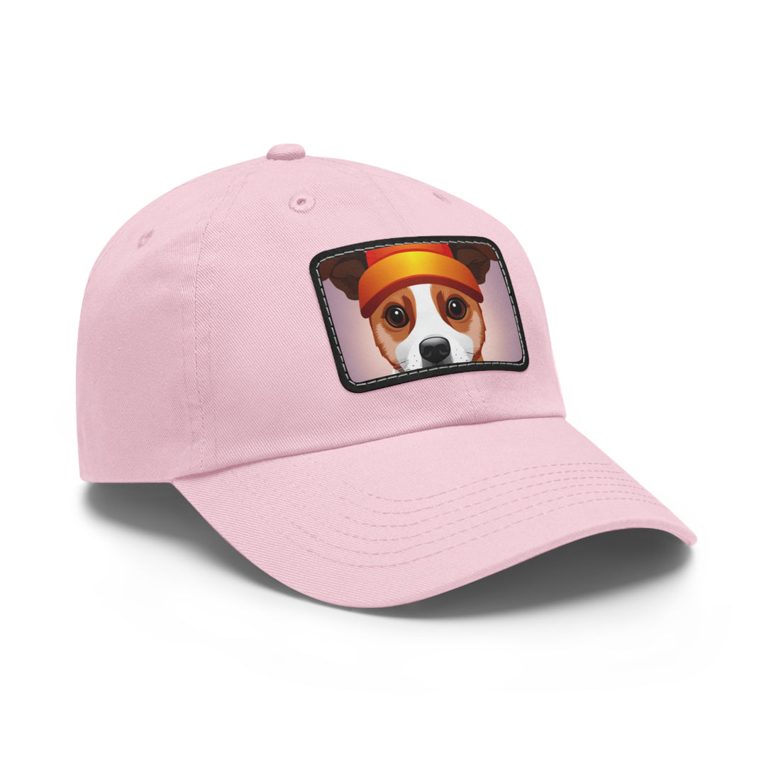 Peeking Dog Dad Hat with Leather Patch (Rectangle)
