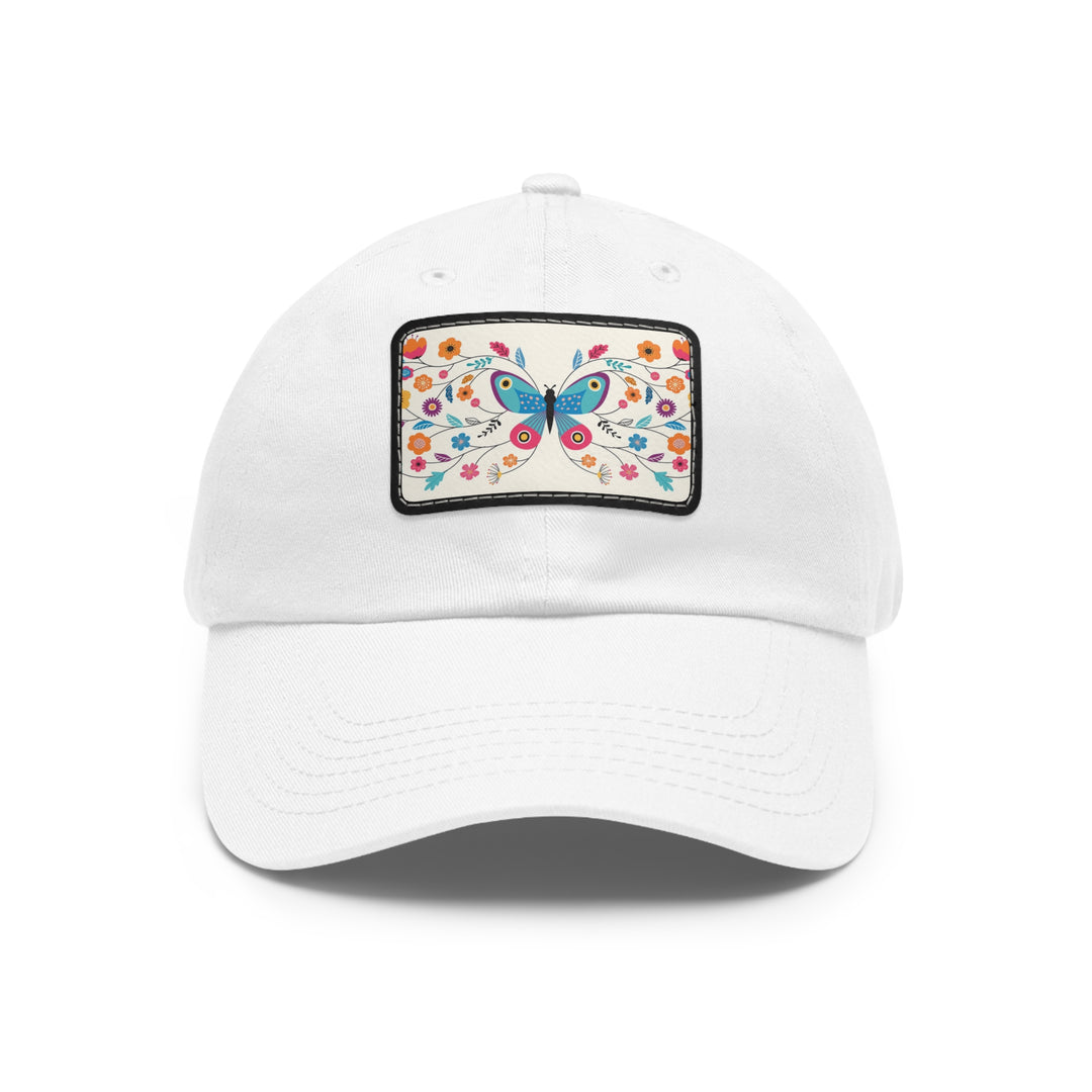 Butterfly Art Dad Hat with Leather Patch (Rectangle)