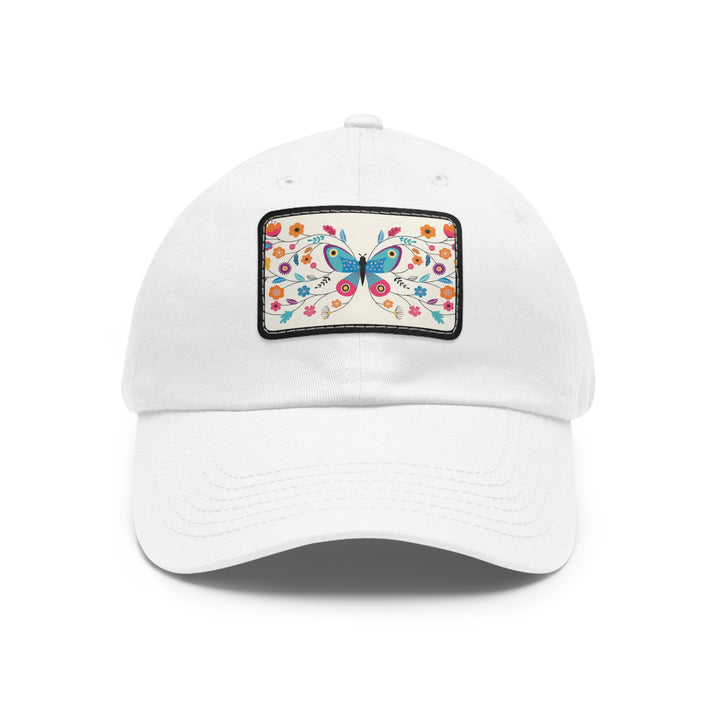 Butterfly Art Dad Hat with Leather Patch (Rectangle)