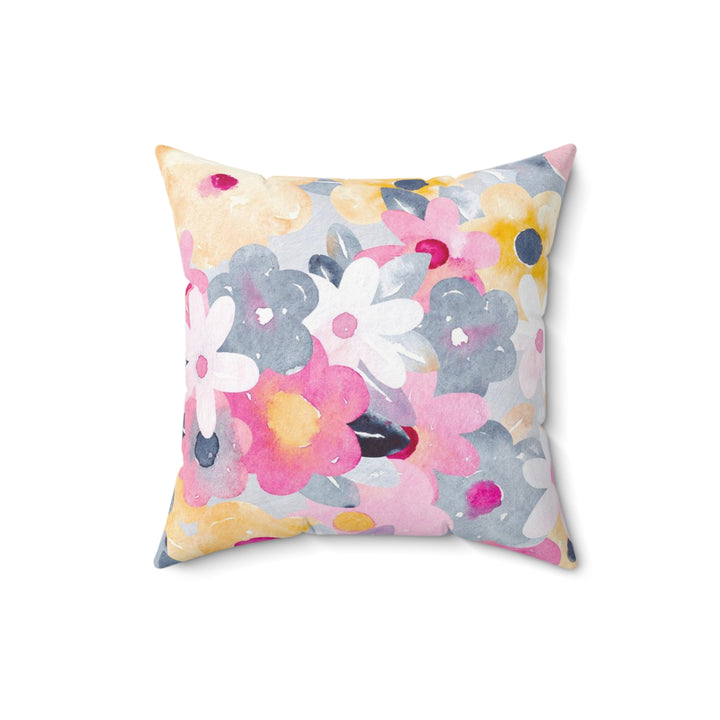 Plentiful Flowers Faux Suede Square Pillow