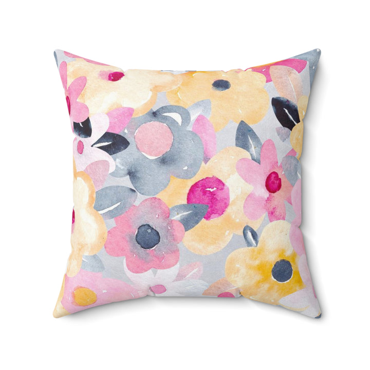 Plentiful Flowers Faux Suede Square Pillow
