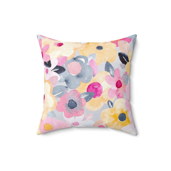 Plentiful Flowers Faux Suede Square Pillow