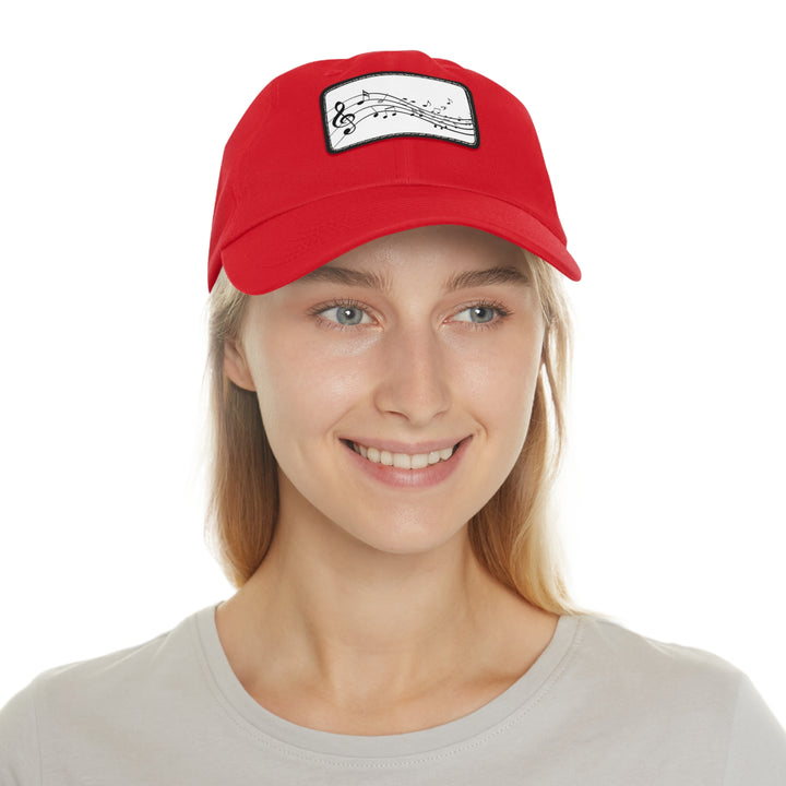 Music Clef Dad Hat with Leather Patch (Rectangle)