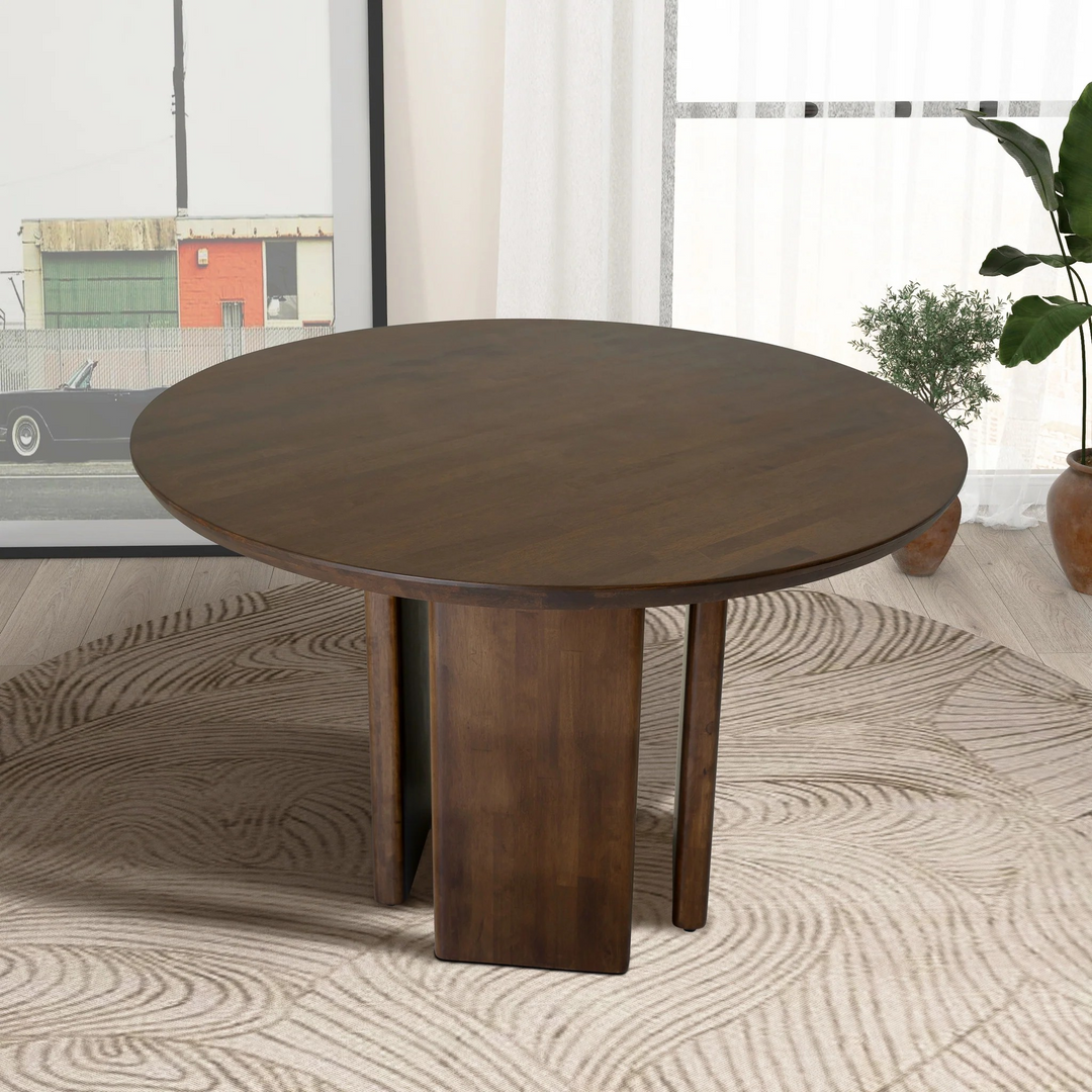 Alden Round Walnut Dining Table Tabletop View.