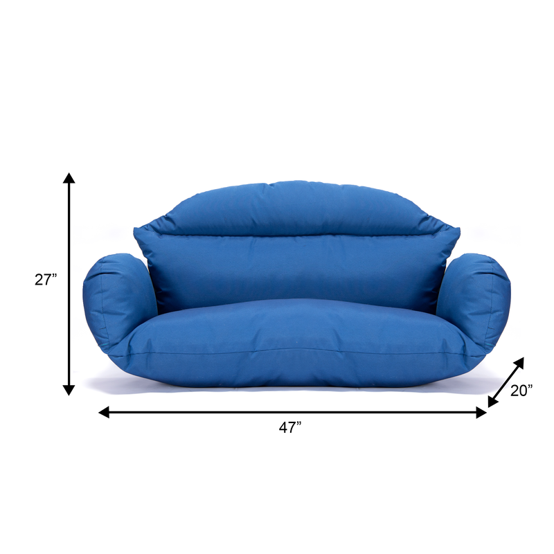 LeisureMod Hanging 2 Person Egg Swing Cushion Blue Dimensions.