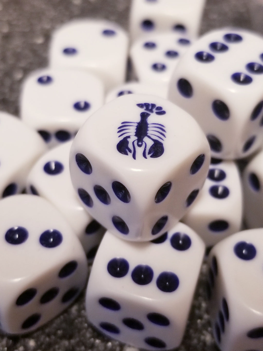 Blue Lobster 16mm d6 White 16mm Dice (sold per die)