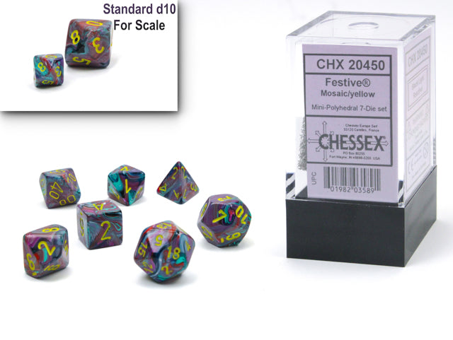 Festive® Mini-Polyhedral Mosaic/yellow 7-Die (Mini Poly Release 1)