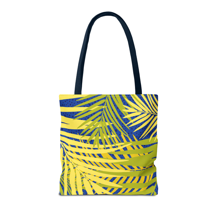 Green Leaves Pattern Over Blue Tote Bag (AOP)