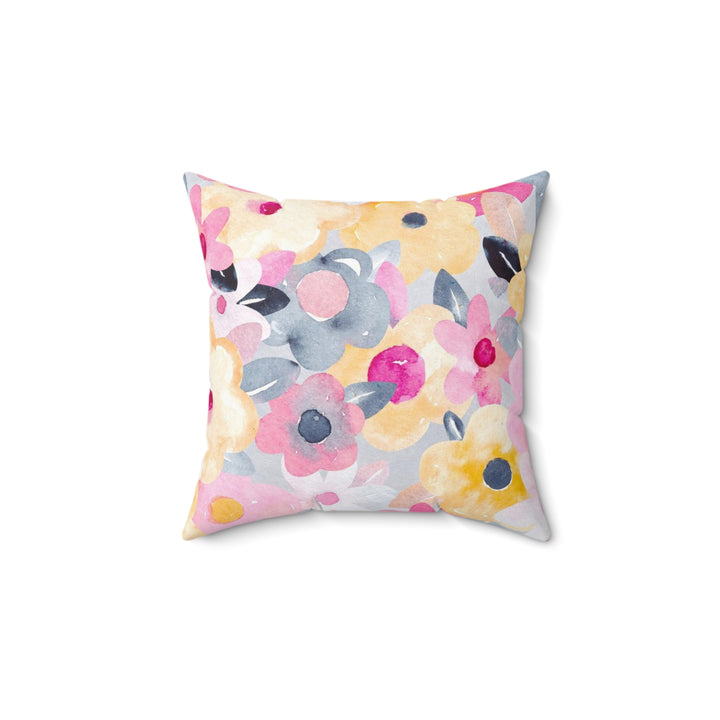 Plentiful Flowers Faux Suede Square Pillow