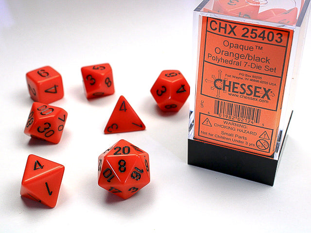 Opaque Polyhedral Orange/white 7-Die Set Dnd Dice Set