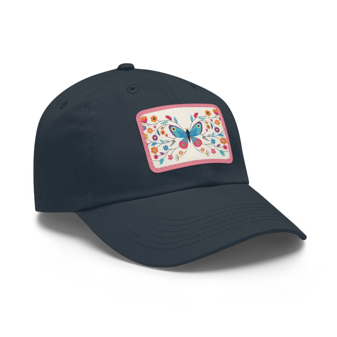 Butterfly Art Dad Hat with Leather Patch (Rectangle)