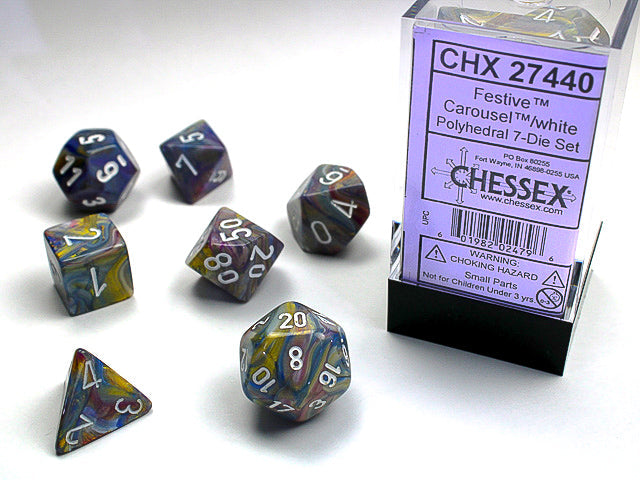 Festive® Polyhedral Carousel™/white 7-Die Set RPG DND