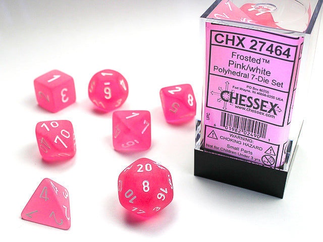 Frosted™ Polyhedral Pink/white 7-Die Set RPG DND