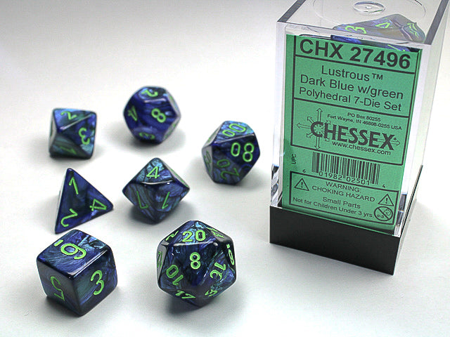 Lustrous® Polyhedral Dark Blue with Green 7-Die Set – Out of Print