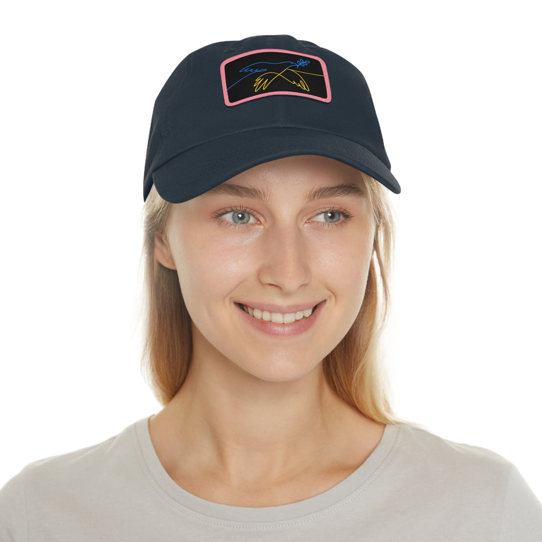 Dove and Leaf Dad Hat with Leather Patch (Rectangle)
