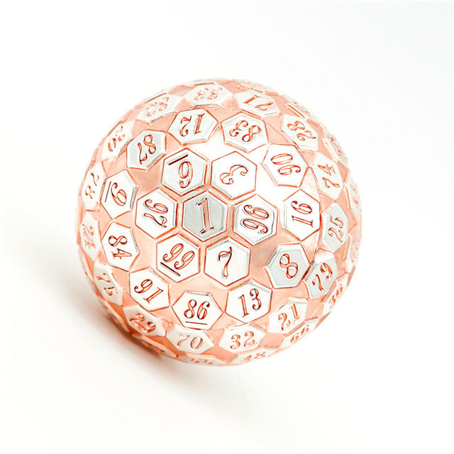 Pink & Silver Plated Ancient Metal d100 Dungeons and Dragons RPG