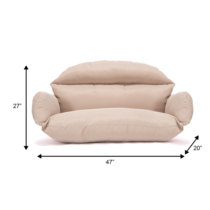 LeisureMod Hanging 2 Person Egg Swing Cushion Beige Dimensions.