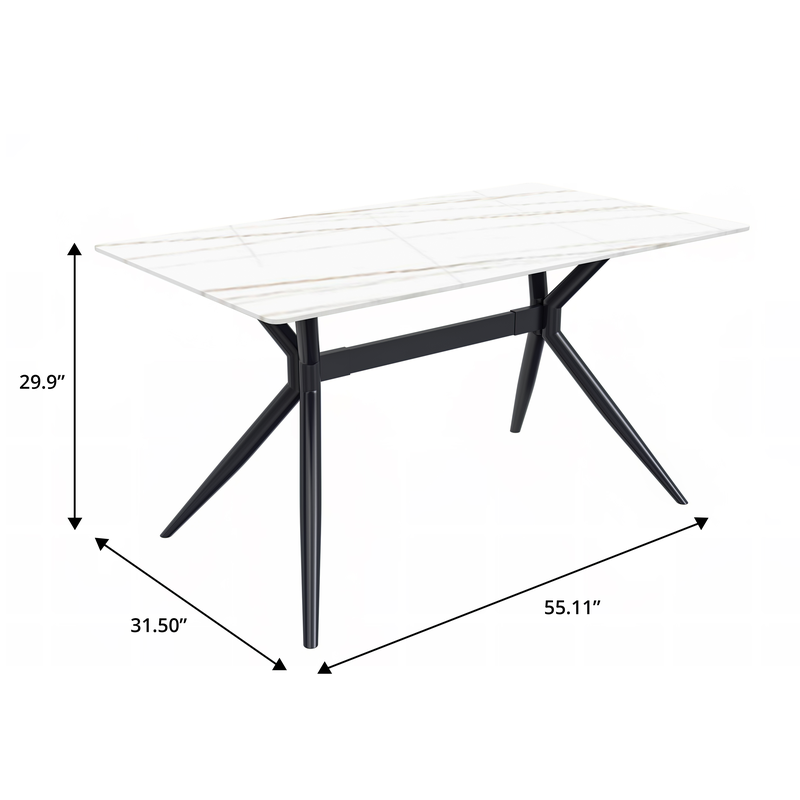 LeisureMod 7-Piece Dining Set with Rectangular Sintered Stone Dining Table and 6 Velvet Dining Side Chairs with Wicker Back Beige Table Dimensions.