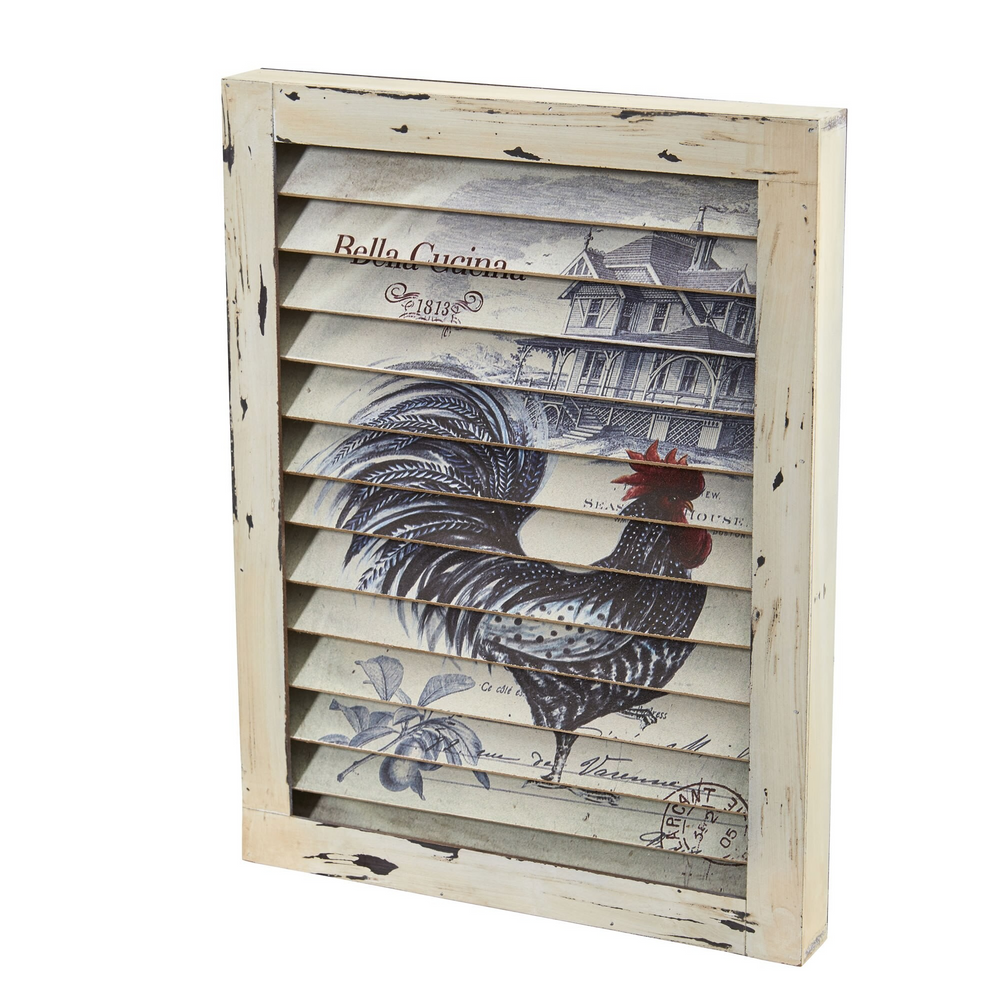 Rooster Window Shutter Wall Decor Angle View