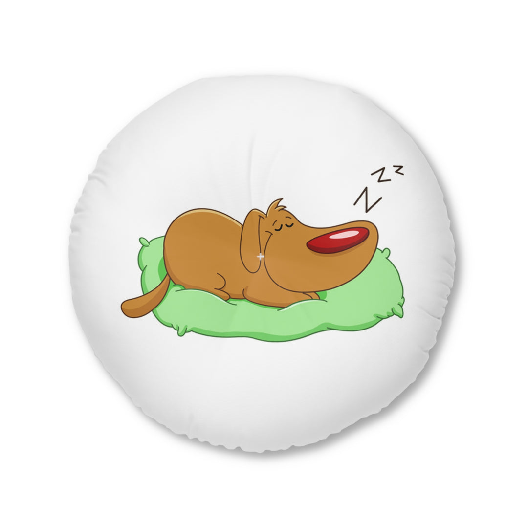 Dog Sleeping Tufted Floor Pillow, Round