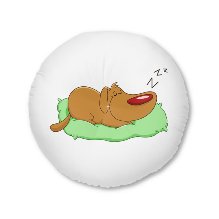 Dog Sleeping Tufted Floor Pillow, Round