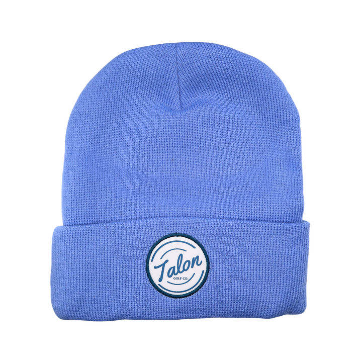 Blue Knit Beanie with White Talon Circle Logo