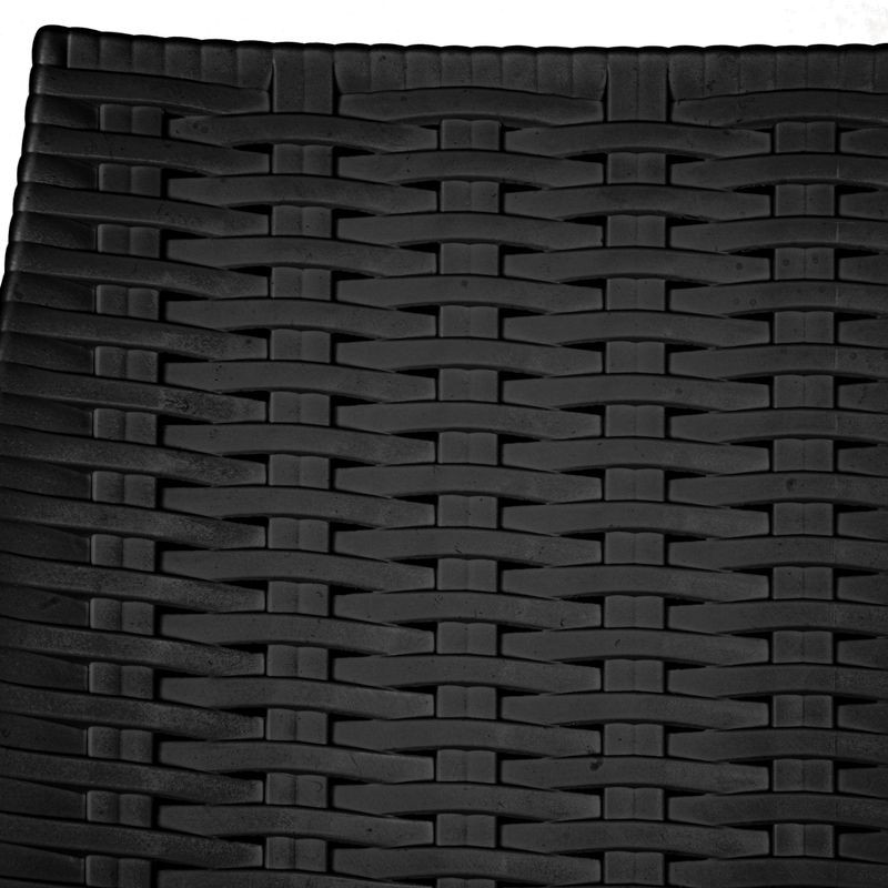 LeisureMod Kent Outdoor Patio Plastic Dining Chair, Set of 2 Black Closeup.