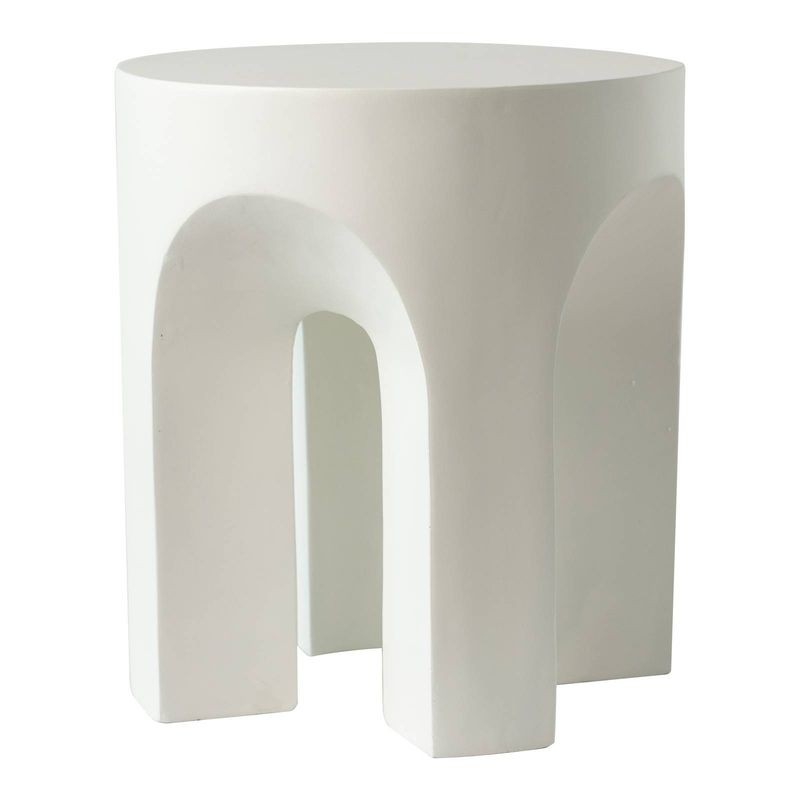 LeisureMod Crus Collection Fiberglass Outdoor Side Table in White