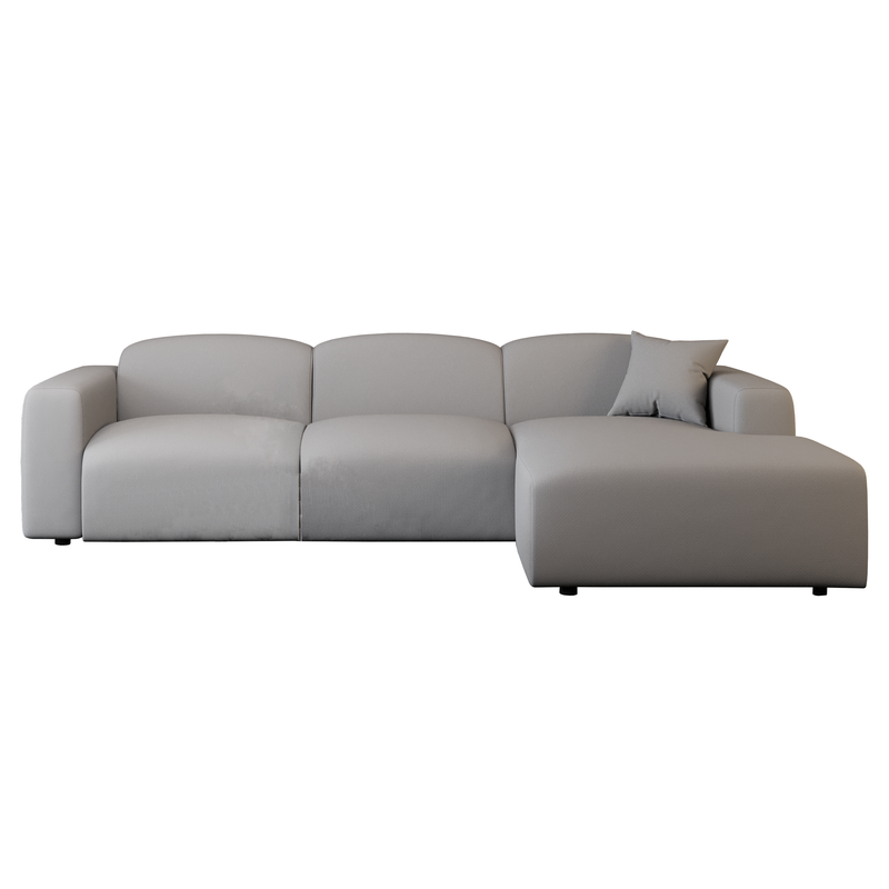 LeisureMod Whisper 4-Seater Conversation Set with a Chaise Lounge Chair in Taupe