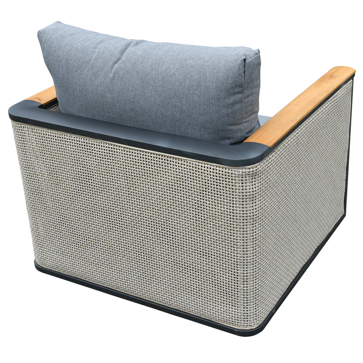 LeisureMod 4-Piece Conversation Set with Coffee Table, Sofa, and 2 Accent Chairs in Black Arvin Collection Black Back Chair View.