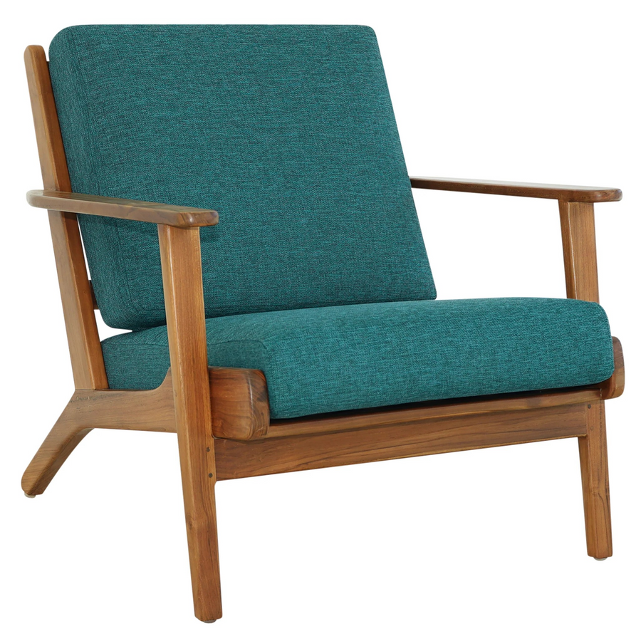 Connor Solid Wood Linen Lounge Chair Teal