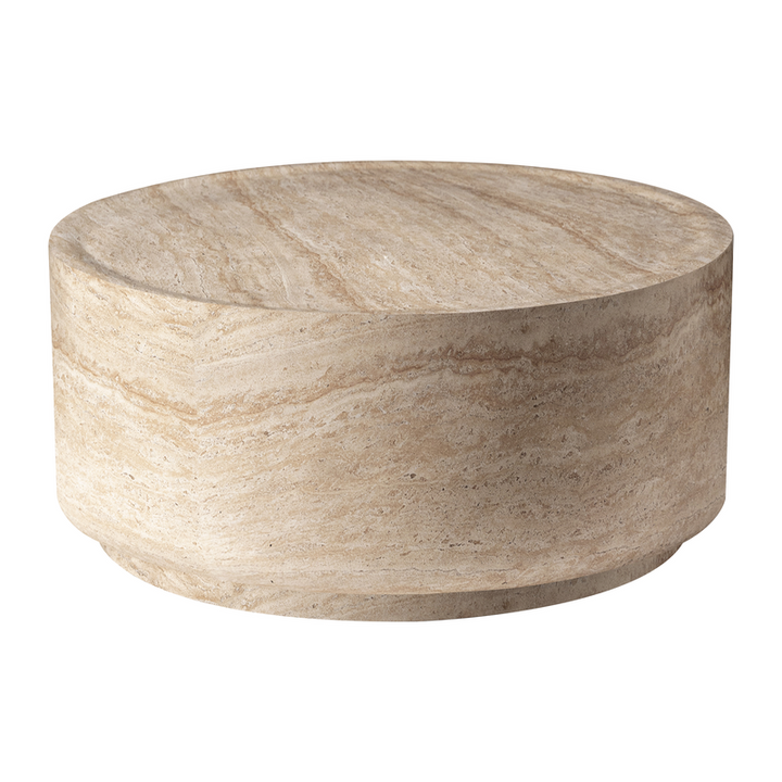 LeisureMod Terra Collection Fiberglass Outdoor Coffee Table in Travertine