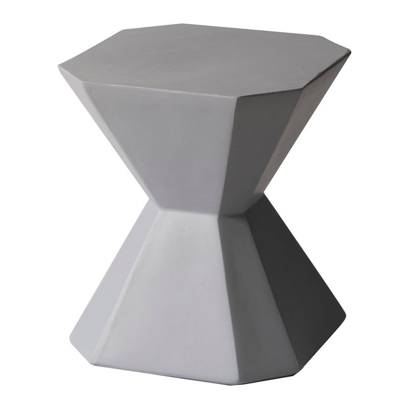 LeisureMod Azure Collection Fiberglass Outdoor Side Table in Grey