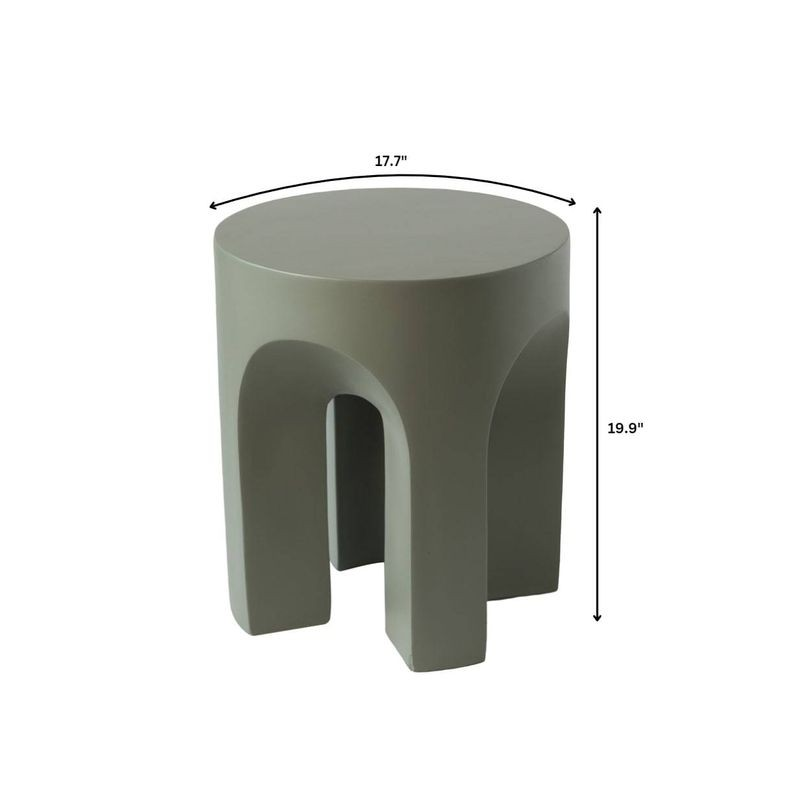 LeisureMod Crus Collection Fiberglass Outdoor Side Table in Grey Dimensions.